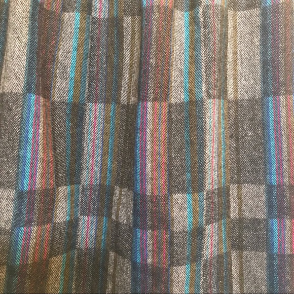 Vintage Oscar de la Renta black grey blue plaid wool button down midi skirt - Picture 6 of 8